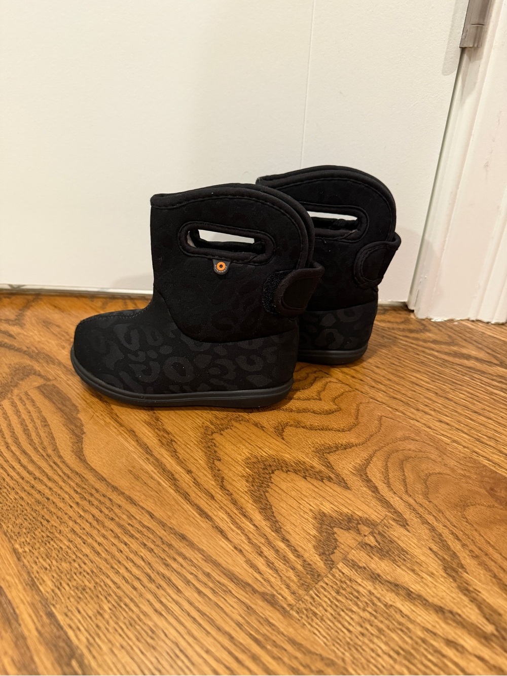 Bigs Kids Black Leopard-Print Pull-On Boots